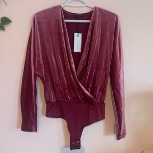 Wrap velvet bodysuit